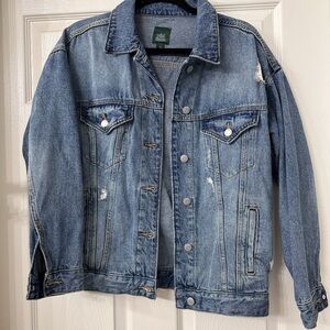 Wild Fable Distressed Blue Jean Denim Jacket Overaized XS
